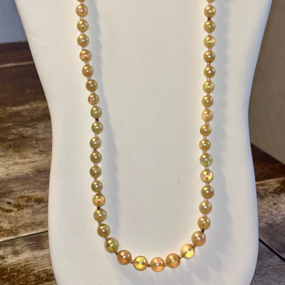 Vintage 1950’s Beaded Necklace Iridescent Soap Bubble Estate